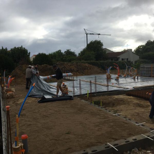 Guiet Construction, dallage de maison en construction au Château d'Olonne en Vendée